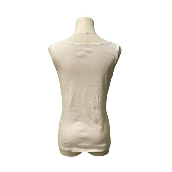 Talbots Stretch Weekend Tank - Sleeveless U-Neck Cotton Blend White Tank Size PS - Picture 2 of 4